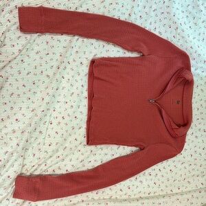 Coral Long Sleeve Crop Top